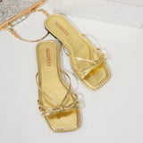 Damen Elegante Sandalen Mit Funkelndem Riemen – Bequeme Sommerschuhe in Gold