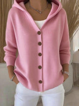 Damen nan Kapuzen-Cardigan mit Knopfleiste und lässiger Oversize-Passform Drune in Rosa