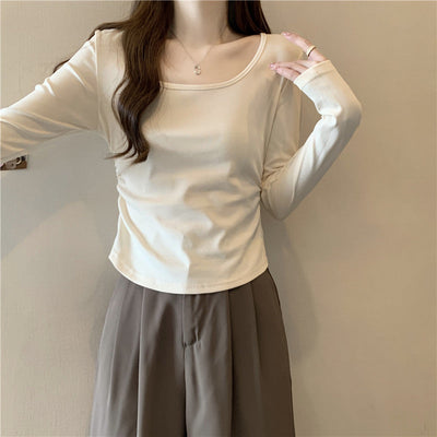 Femme Langarm Scoop Neck Basic Top Heidi-Mode