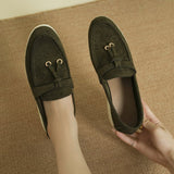 Damen nan bequeme Slip-On Loafer mit dekorativem Quastenbesatz und ergonomischer Gummisohle Drune in Olivgrün