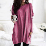 Damen nan oversized Longshirt mit Kontrastblock und aufgesetzten Taschen Drune in Rot
