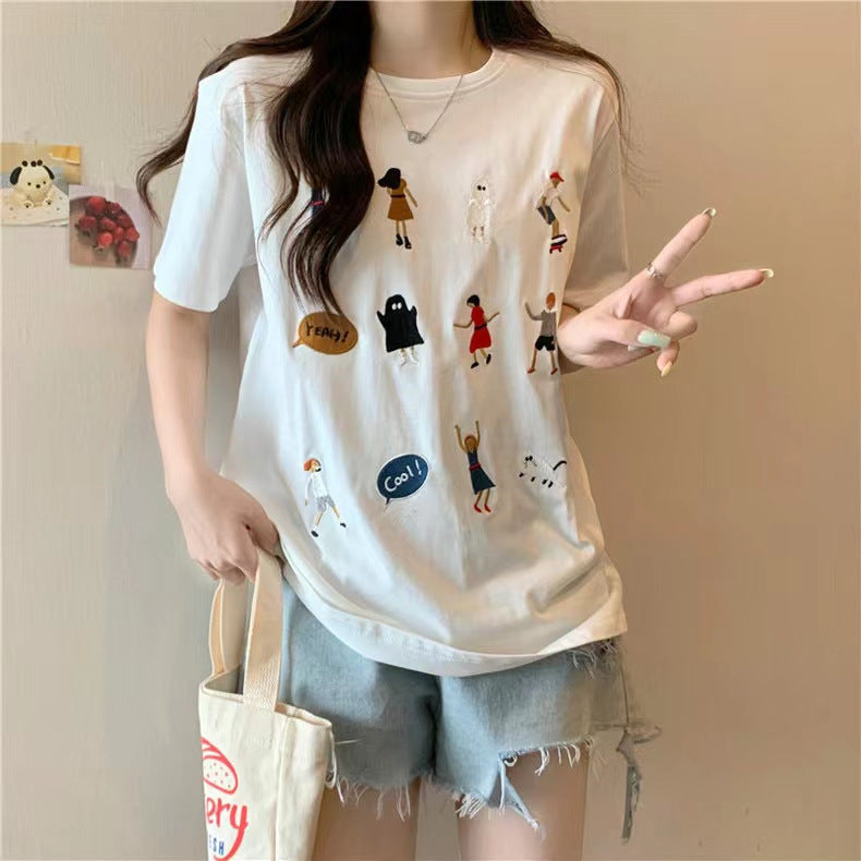 Femme Grafikdruck Lockeres T-Shirt Heidi-Mode