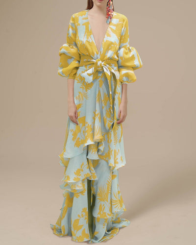 Maribella - Elegantes Seidenchiffon Festkleid Druck