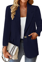 Damen nan taillierter Blazer mit Ein-Knopf-Verschluss Reverskragen und Pattentaschen Drune in Marineblau