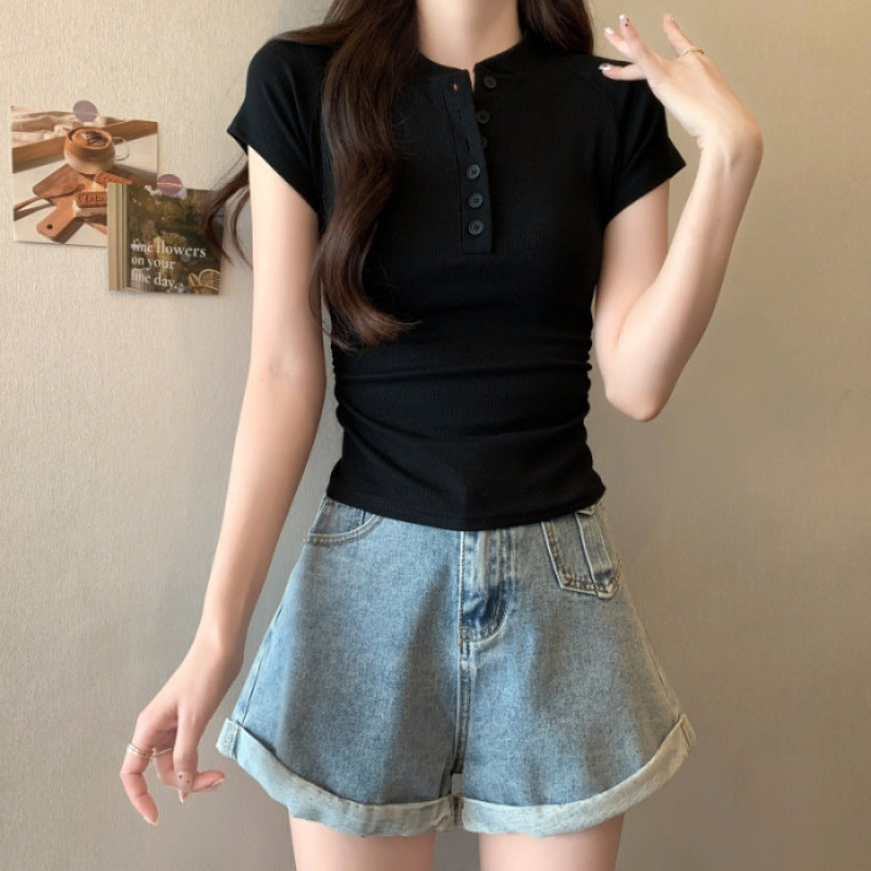 Femme Kurzarm Henley Top Heidi-Mode