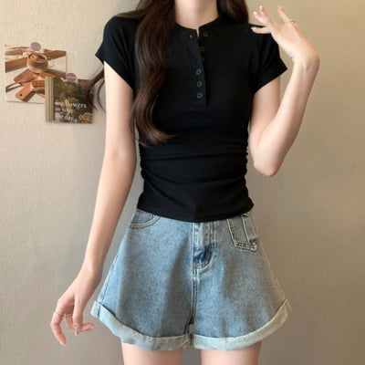 Femme Kurzarm Henley Top Heidi-Mode