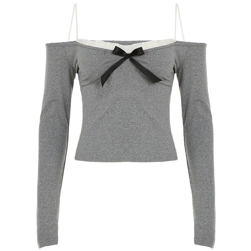 Rita - Off-Shoulder Langarmhemd mit Rüschen und Schleifen