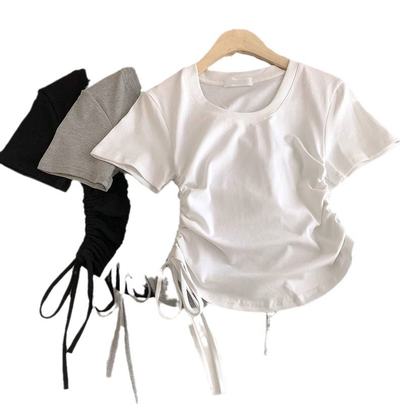 Femme Raffung Seitenschnürung T-Shirt Heidi-Mode