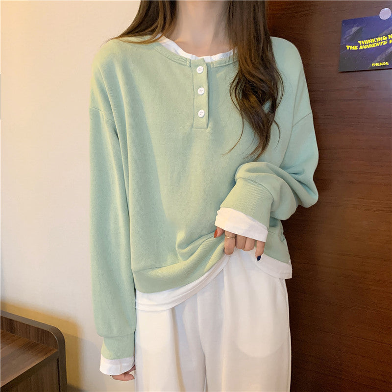 Femme Layered Henley Sweatshirt Heidi-Mode