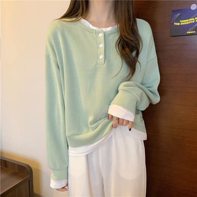 Femme Layered Henley Sweatshirt Heidi-Mode