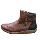 Damen nan lederoptik gefütterte Stiefelette mit seitlichem Reißverschluss und rutschfester Laufsohle Drune in Braun