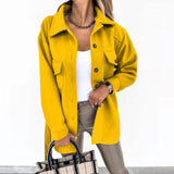 Damen nan oversized Hemdjacke aus Wollmischung mit aufgesetzten Pattentaschen Drune in Gelb