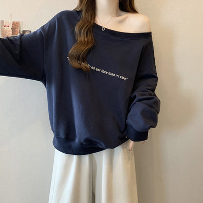 Femme Off-Shoulder Grafik Sweatshirt Heidi-Mode