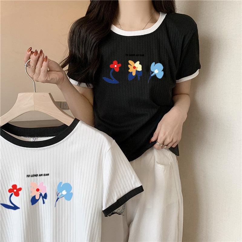 Femme Grafik Floral Design T-Shirt Heidi-Mode