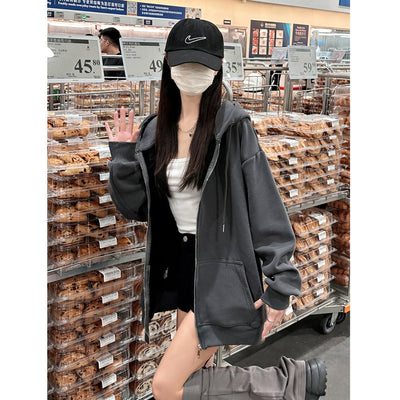 Femme Oversized Zip-Up Hoodie mit Kängurutaschen Heidi-Mode