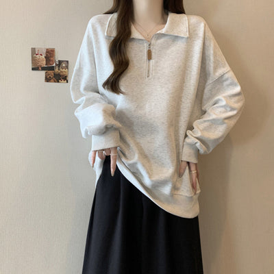 Femme Leichtgewicht Zip-Up Pullover Sweatshirt Heidi-Mode