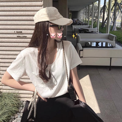 Femme Kurzarm Relaxed Fit Pocket T-Shirt Heidi-Mode