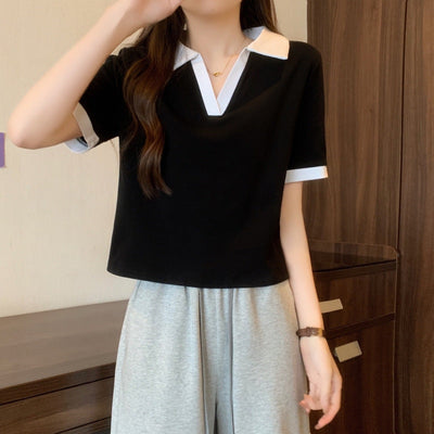 Femme Polo-Stil Kurzarmtop Heidi-Mode