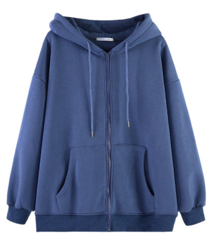 Femme Oversized Zip-Up Kapuzenpullover mit Kängurutaschen Heidi-Mode