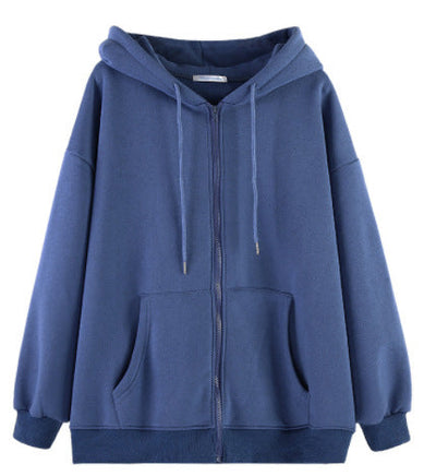 Femme Oversized Zip-Up Kapuzenpullover mit Kängurutaschen Heidi-Mode