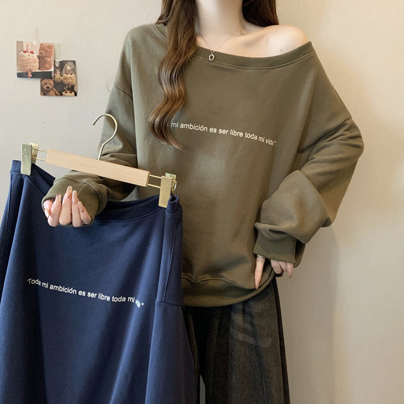 Femme Off-Shoulder Grafik Sweatshirt Heidi-Mode 1747901694