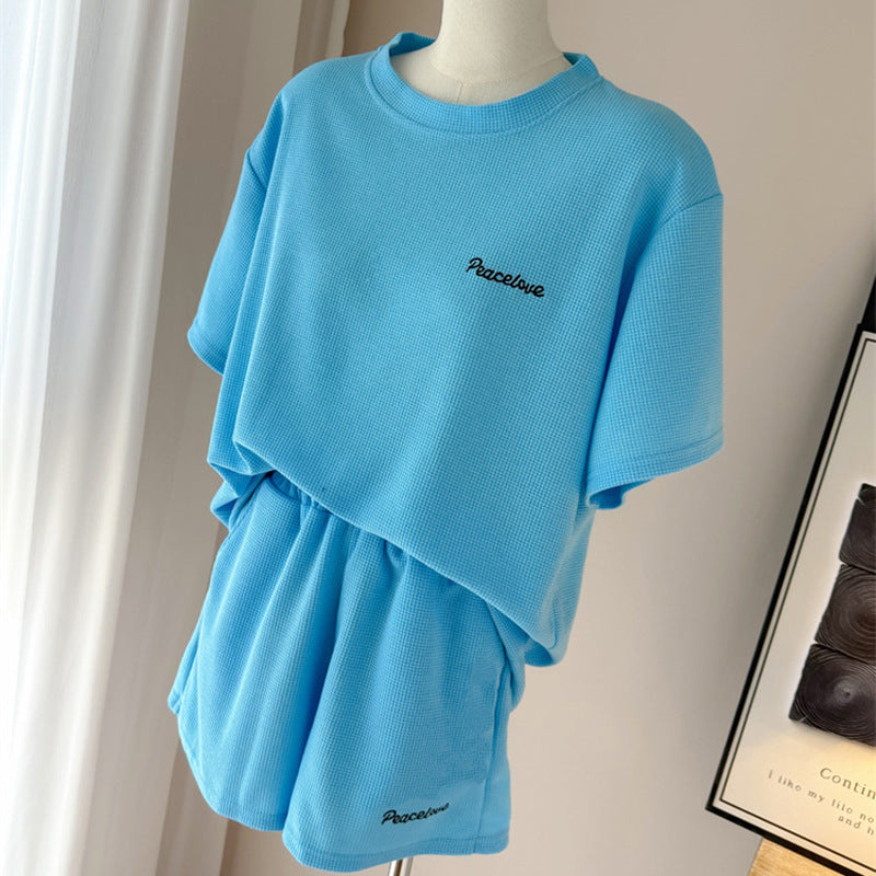 Femme Relaxed Fit Waffelstrick Zweiteiliges Lounge-Set Heidi-Mode