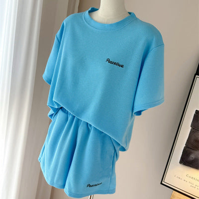 Femme Relaxed Fit Waffelstrick Zweiteiliges Lounge-Set Heidi-Mode