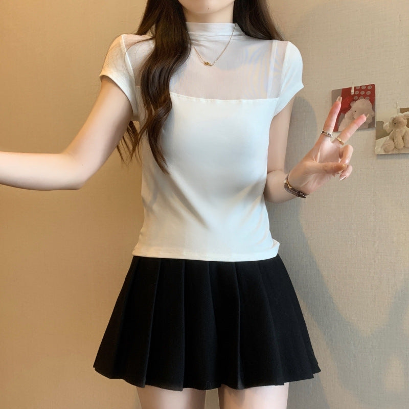 Femme Sheer Overlay T-Shirt Heidi-Mode