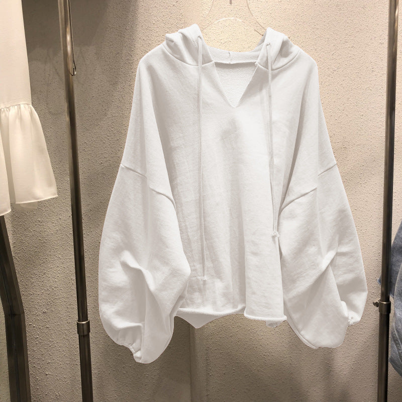 Damen Oversized V-Ausschnitt Hoodie Sweatshirt Heidi-Mode