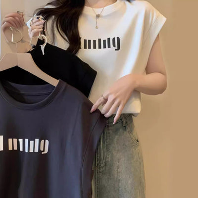 Femme Relaxed Fit Graphic Muscle Tee Heidi-Mode