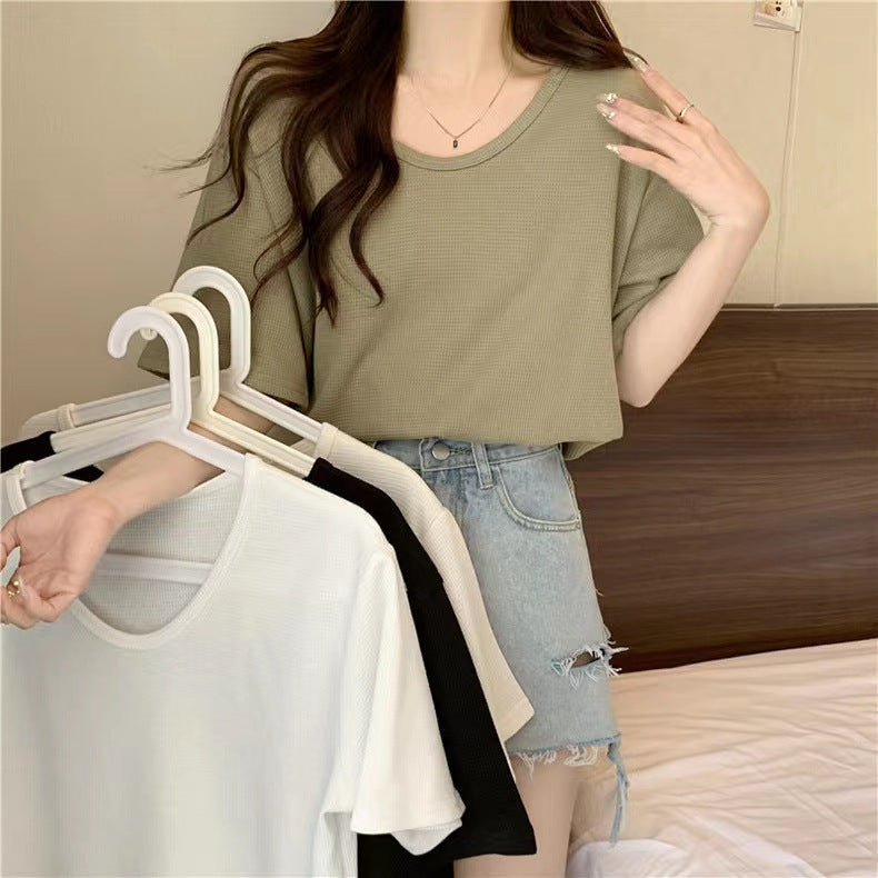 Damen Relaxed Fit Waffle Knit T-Shirt Heidi-Mode