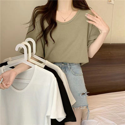 Damen Relaxed Fit Waffle Knit T-Shirt Heidi-Mode