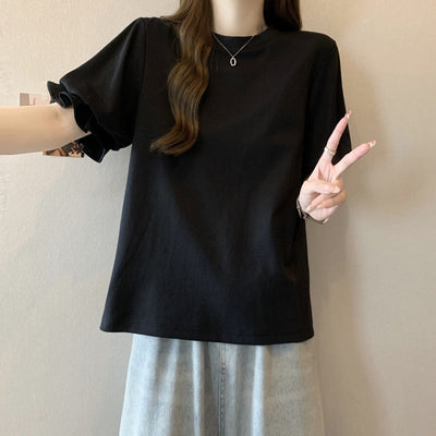 Damen Puffärmel Relaxed Fit T-Shirt Heidi-Mode