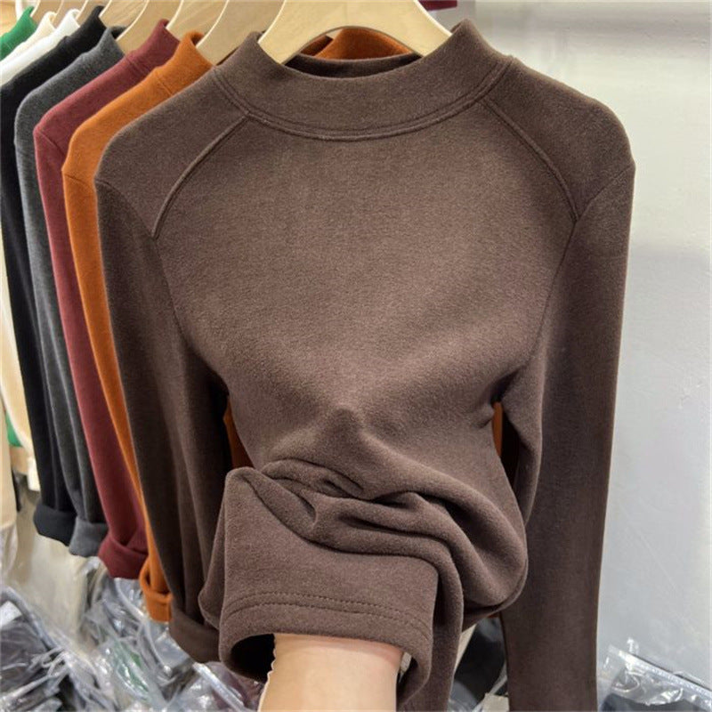 Damen Mock Neck Leichter Pullover Sweatshirt Heidi-Mode