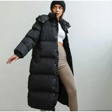 Stilvolle Lange Damen Daunenjacke - Elise in Schwarz
