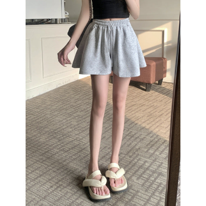 Femme Hochtaillierte A-Linien Lounge Shorts mit verstellbarem Kordelzug Heidi-Mode