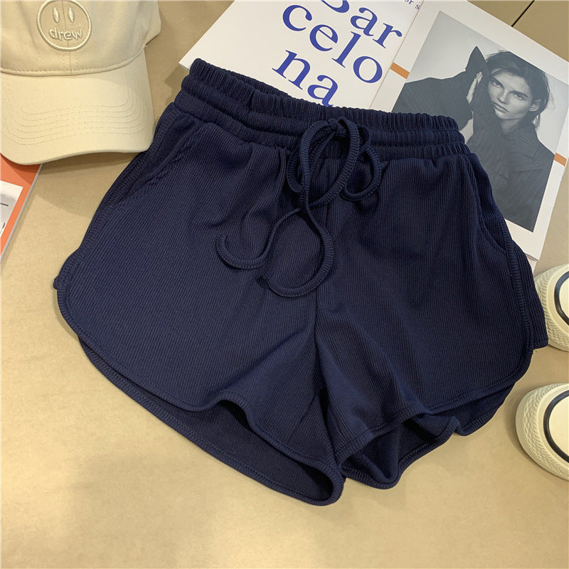 Damen Ripp-Hochbund-Lounge-Shorts Heidi-Mode