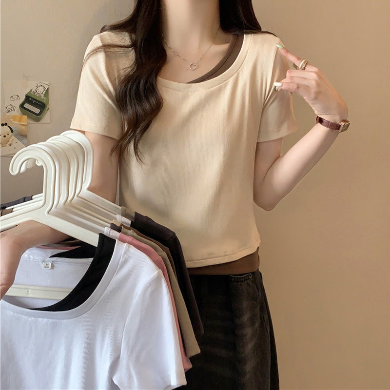 Femme Geschichtete Rippen T-Shirt Heidi-Mode