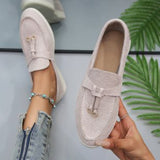 Damen nan bequeme Slip-On Loafer mit dekorativem Quastenbesatz und ergonomischer Gummisohle Drune in Hellgrau
