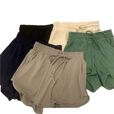 Damen Ripp- Hochsitze Lounge-Shorts mit Kordelzug Heidi-Mode