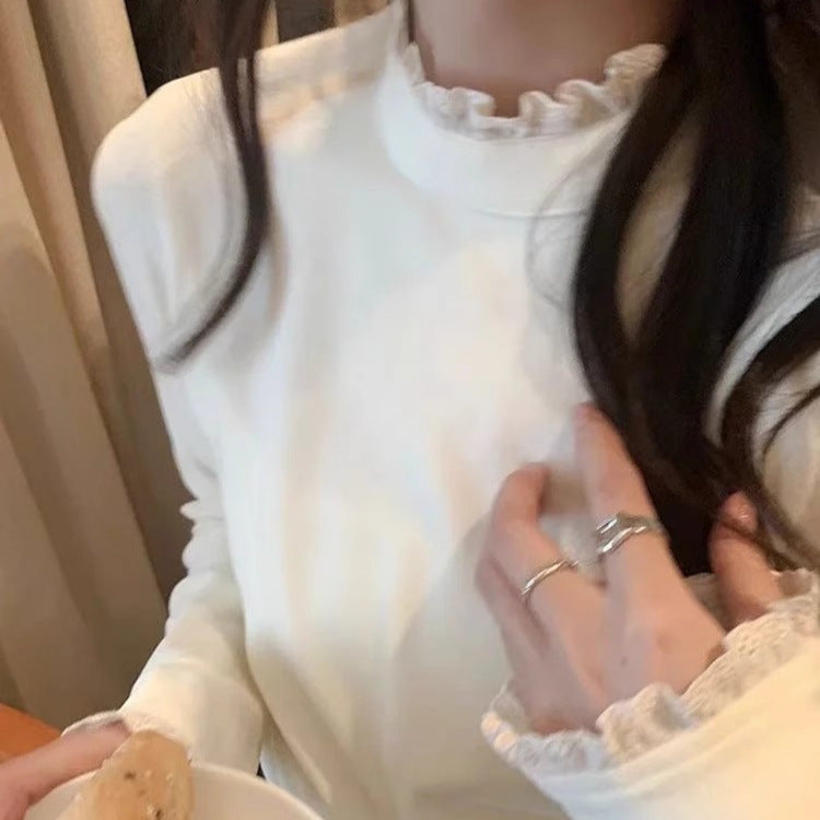 Femme Rüsch Mock Neck Langarm-Top Heidi-Mode