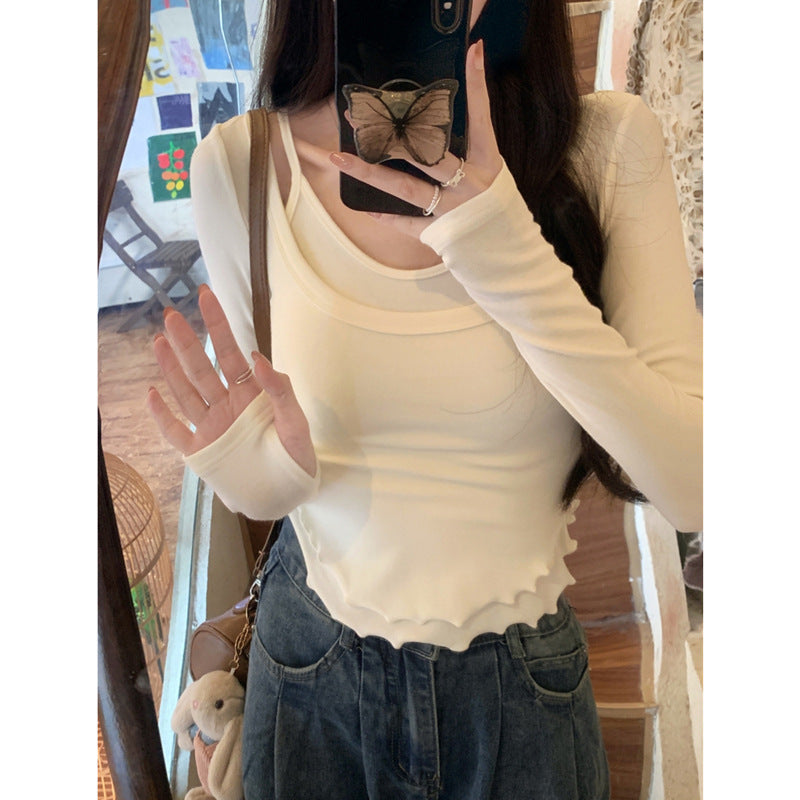 Femme Geschichtete Rüschenshirt mit langen Ärmeln Heidi-Mode