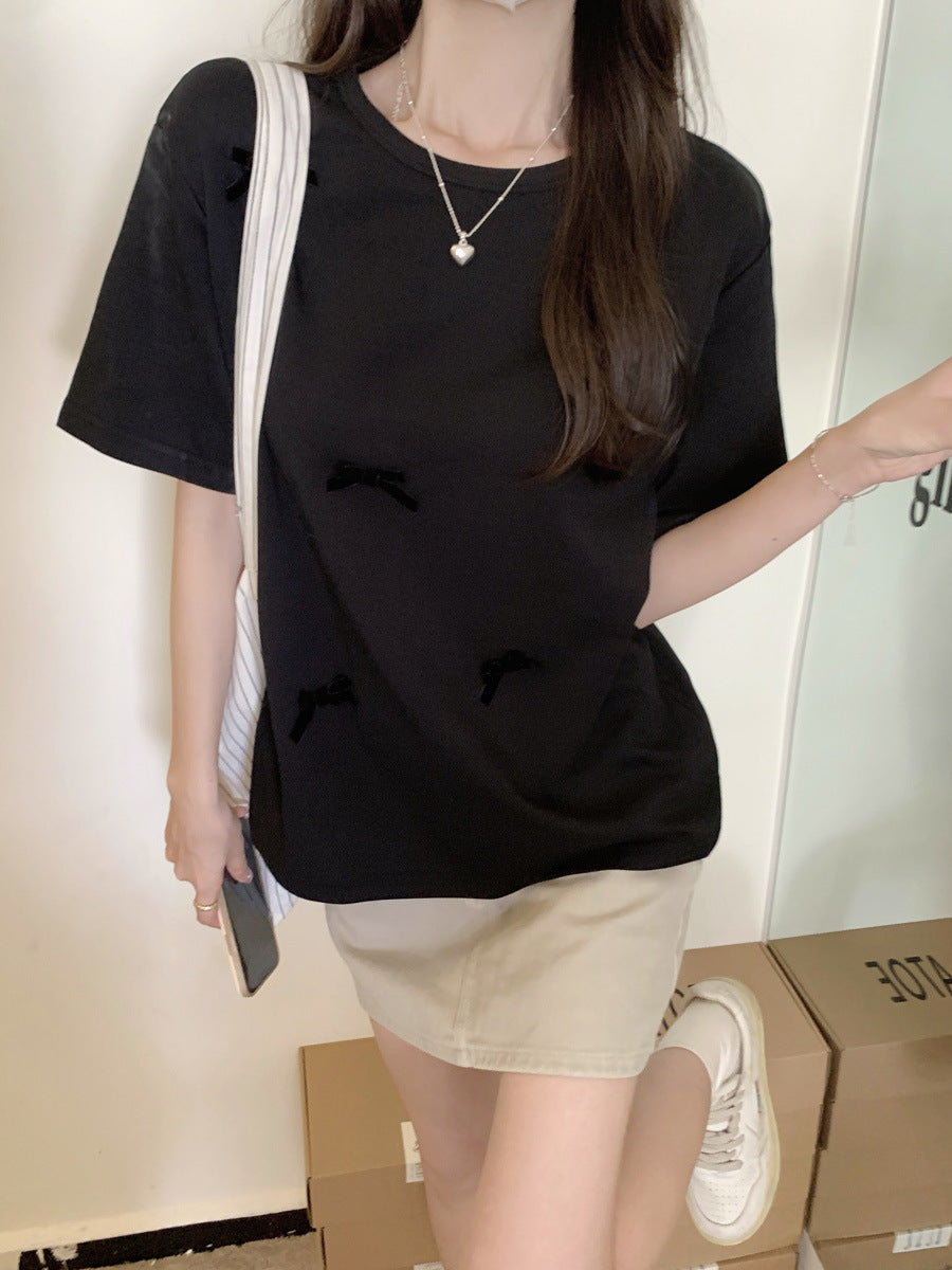 Femme Relaxed Fit Schleifen-Detail Grafik-Top Heidi-Mode