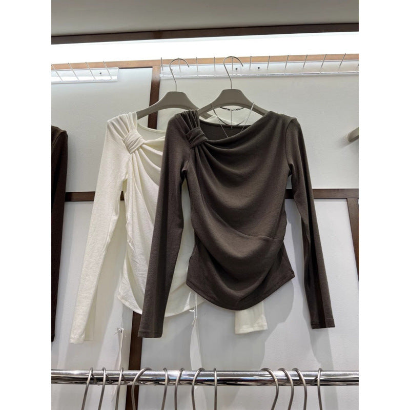 Damen Raffung Langarmoberteil mit elegantem Detail Heidi-Mode