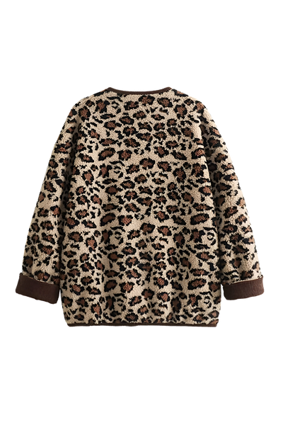 Oversized-Felljacke | Knopfleiste & Statement-Print | Kuschelige Eleganz