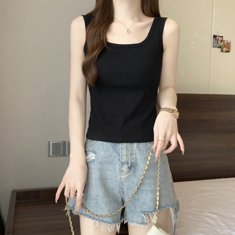 Femme Ärmelloses Basic-Oberteil mit Rundhalsausschnitt Heidi-Mode