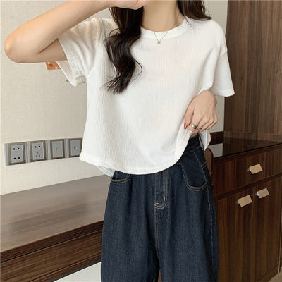 Femme Relaxed Fit Texturiertes Rundhals T-Shirt Heidi-Mode