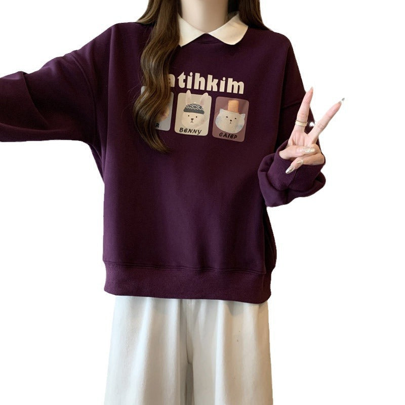 Damen Grafik Druck Sweatshirt mit stilvollem Kragen Heidi-Mode