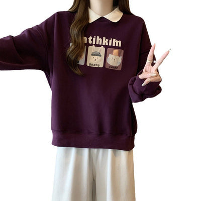 Damen Grafik Druck Sweatshirt mit stilvollem Kragen Heidi-Mode