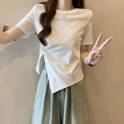 Femme Modern Asymmetrischer Saum T-Shirt Heidi-Mode